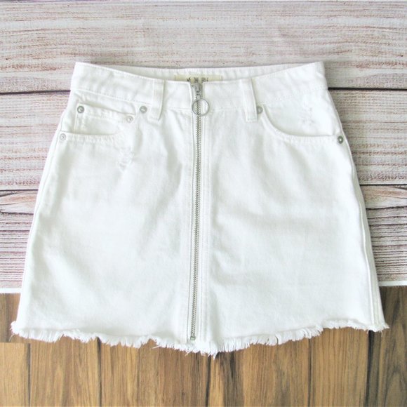 We The Free/Free People White Zip It Up Denim Mini Skirt - Picture 6 of 8